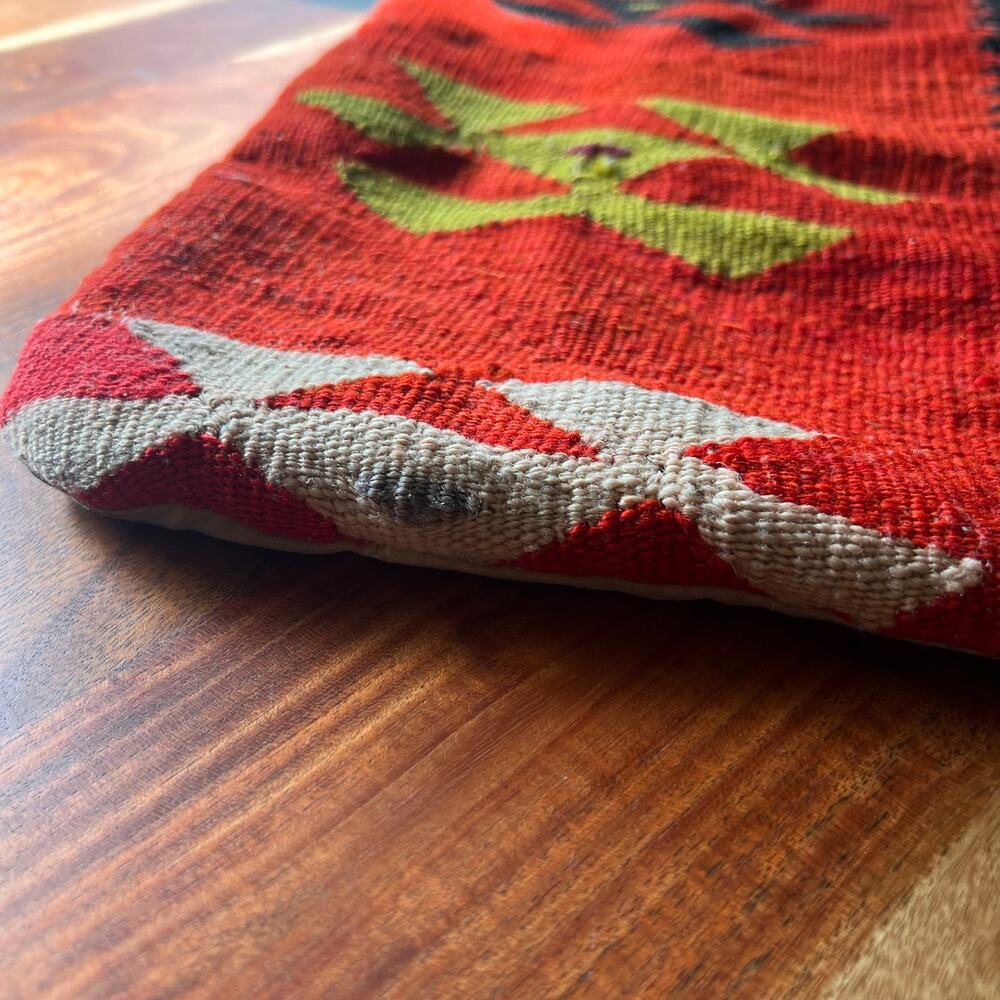Southwest Kilim Style Woven Pillow Cover 18x18 Red Orange Black Boho Lodge Decor - Picture 8 of 15